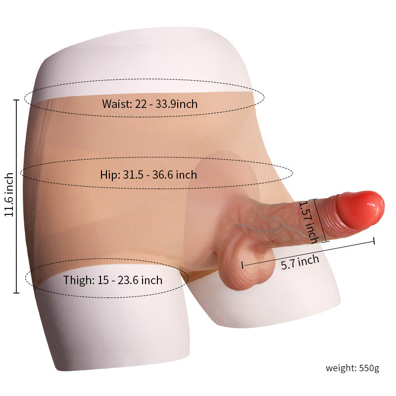 Hank 5.7 Inch Ice Silk Panty Strap-On Vibrating Dildo