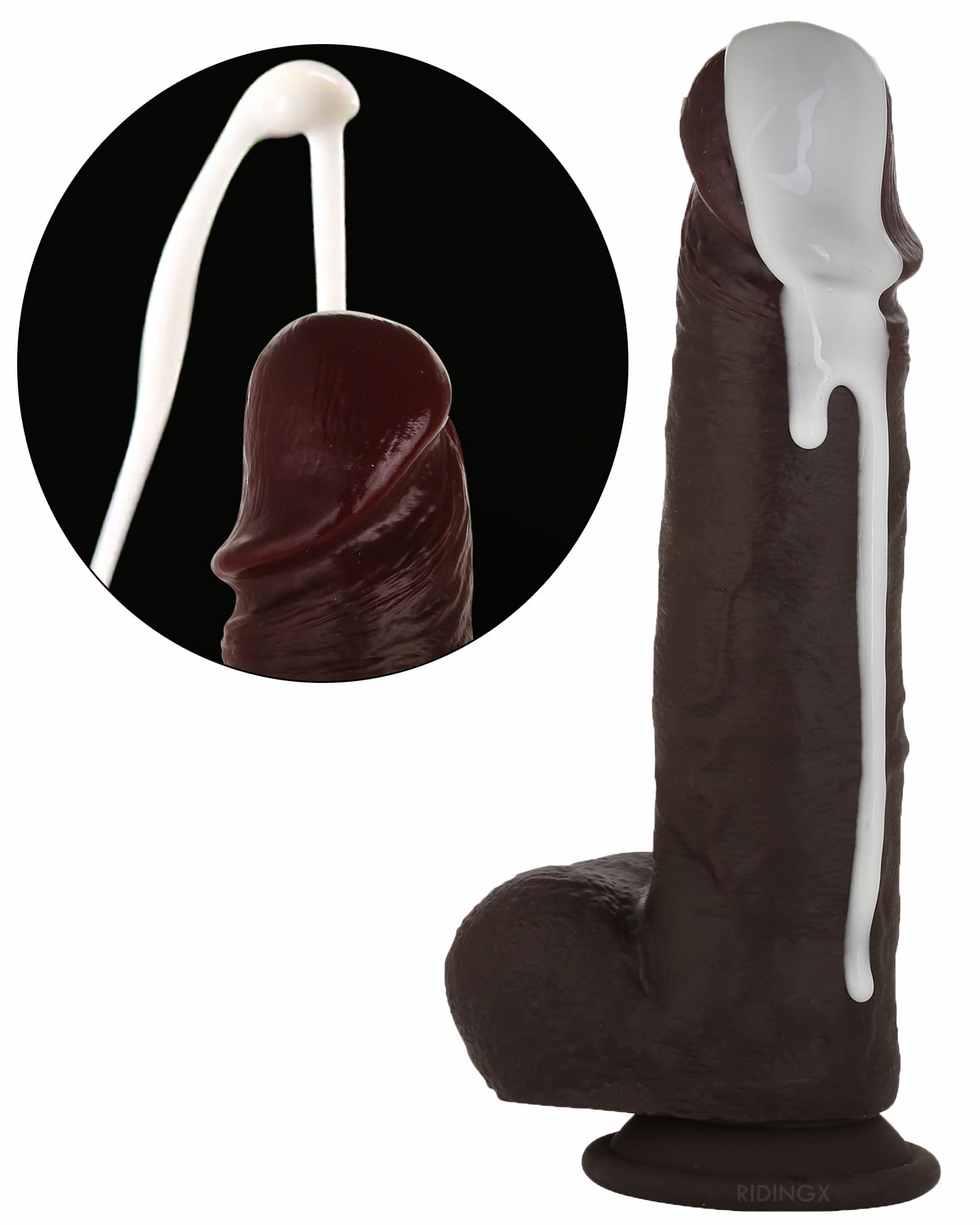 Boomer 9 inch Squirting Cumming Ejaculating Dildo Sliding Skin Black Dildo