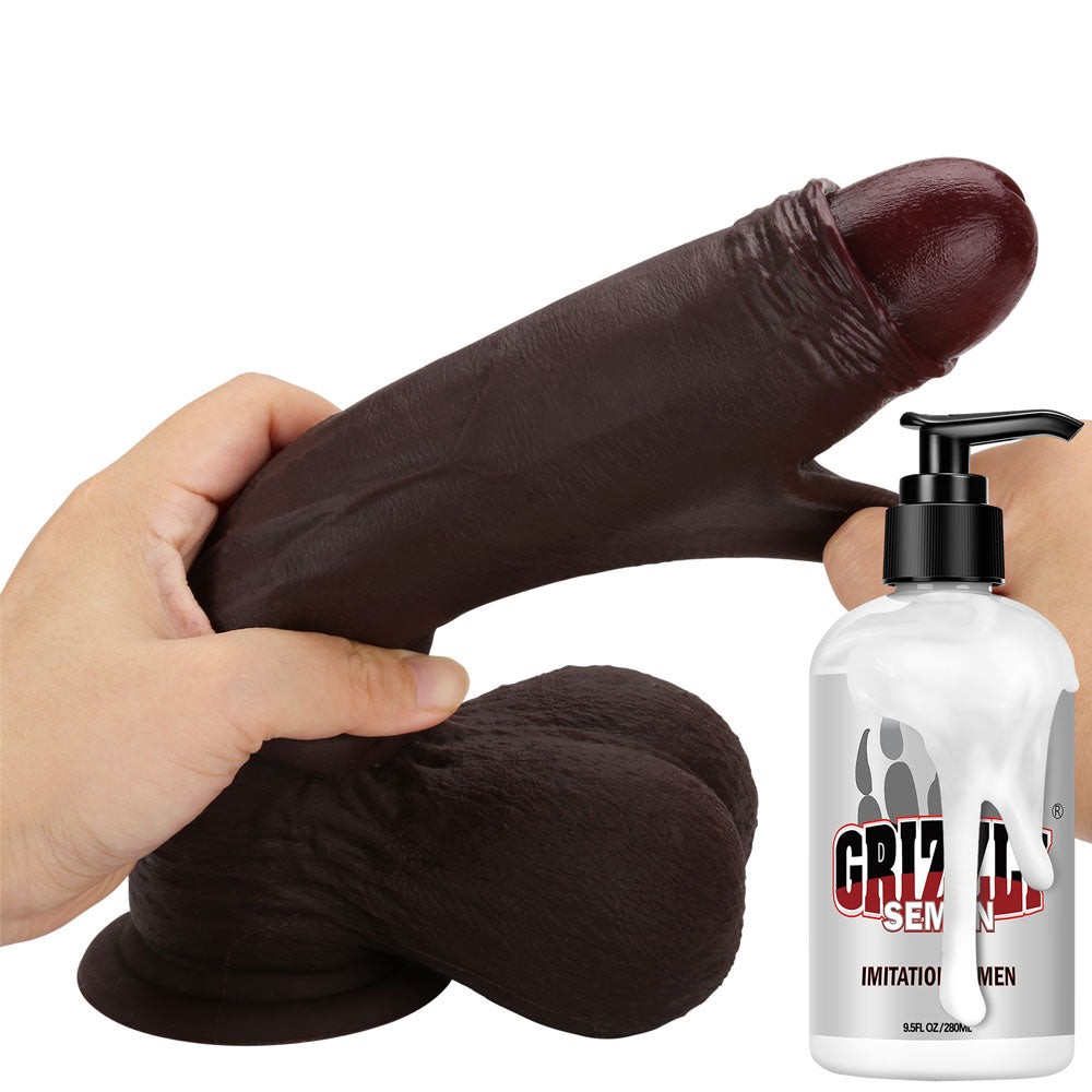 Strap-On BigNut 10 inch Dildo Sliding Skin Black Dildo