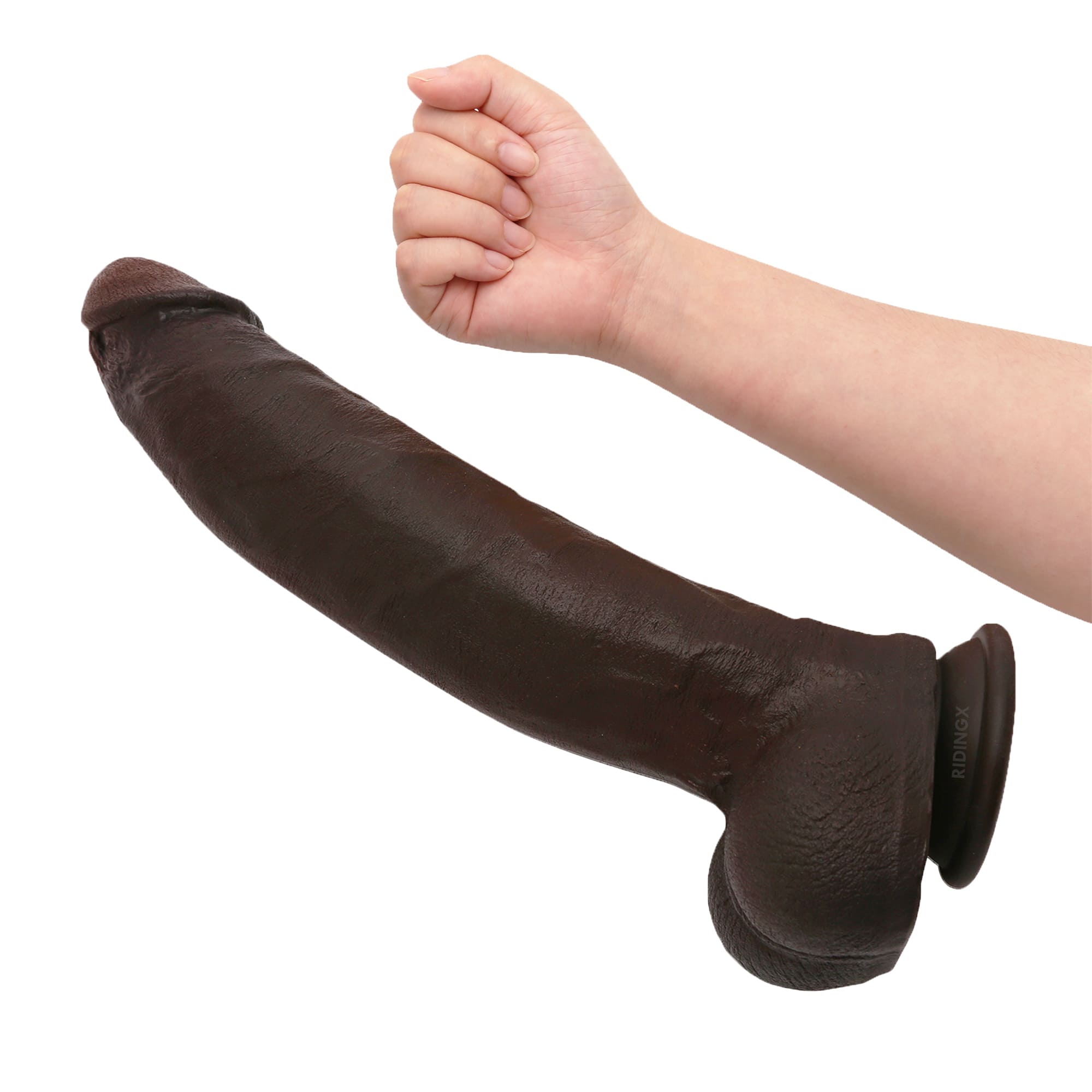 Dredd Dildo BBC Realistic 12 inch Black Real Skin Dildo With Keel
