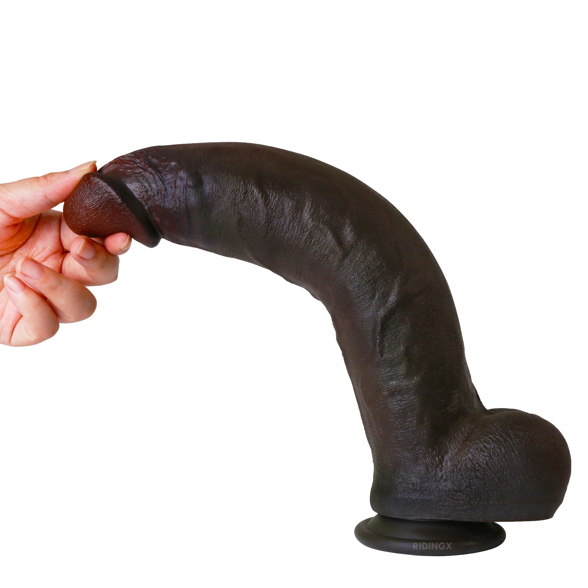 Dredd Dildo BBC Realistic 12 inch Black Real Skin Dildo With Keel