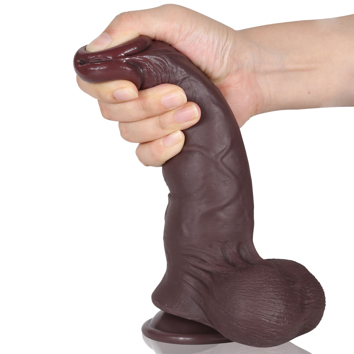 Baller 7.9in Sliding Foreskin Black Dildo Lifelike Flexible Real Balls Realistic Dildo