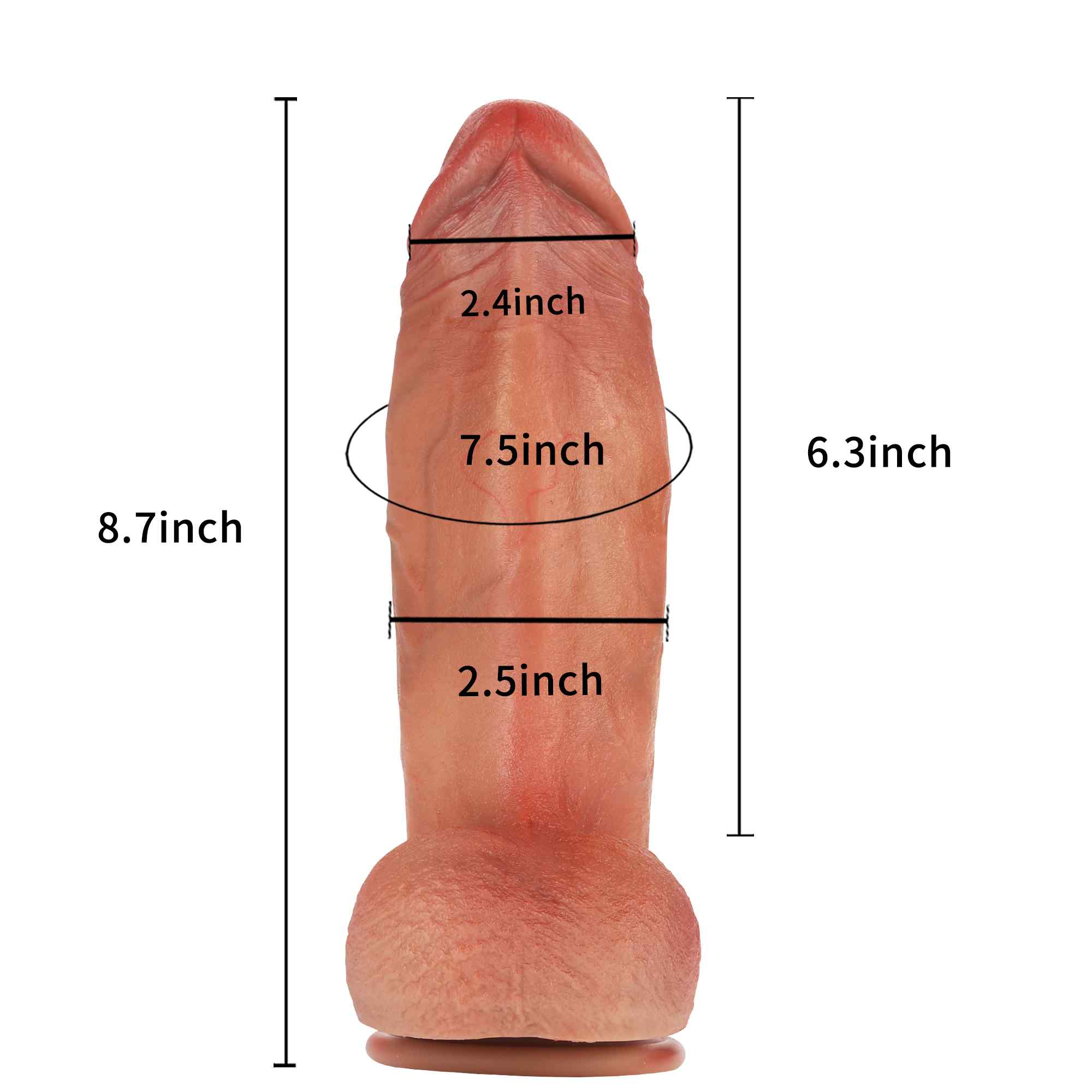 MeatBall 8" / 9" Ultra Real Skin Realistic Dildo Girthy Huge Dildo Brown Color