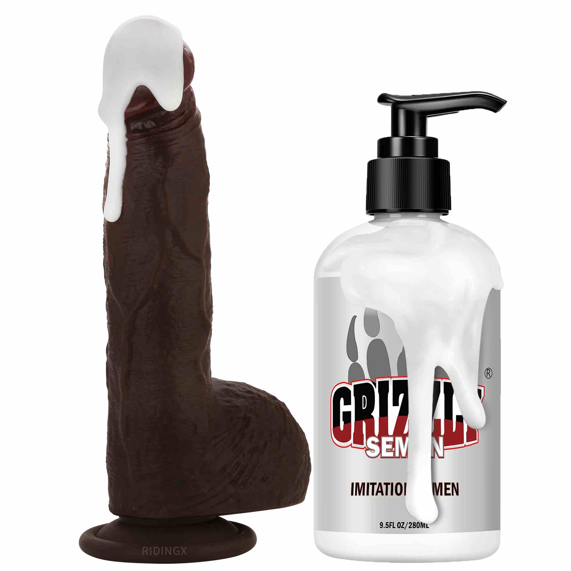 Squirtle 8 inch Squirting Cumming Real Feel Sliding Skin Black