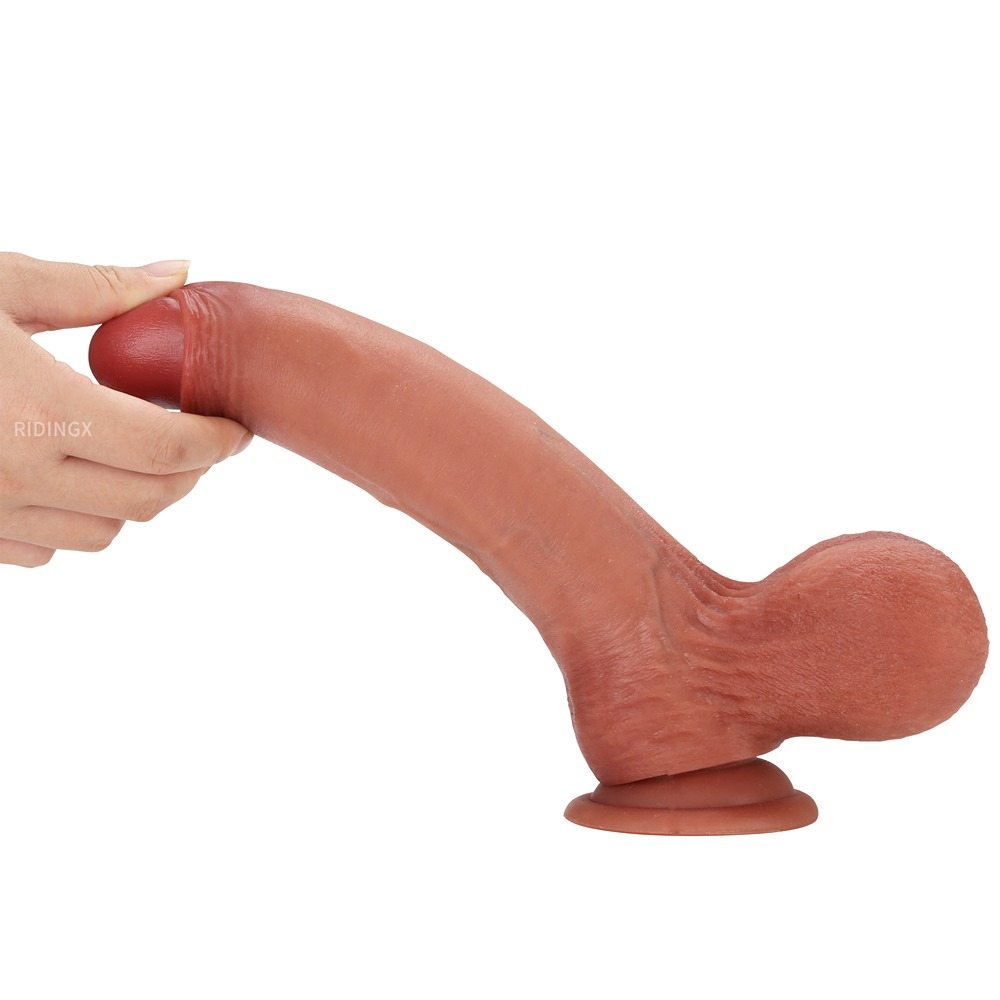 BigNut 10 inch Ultra Sliding Skin Dildo Uncut Foreskin Dildo With Ball
