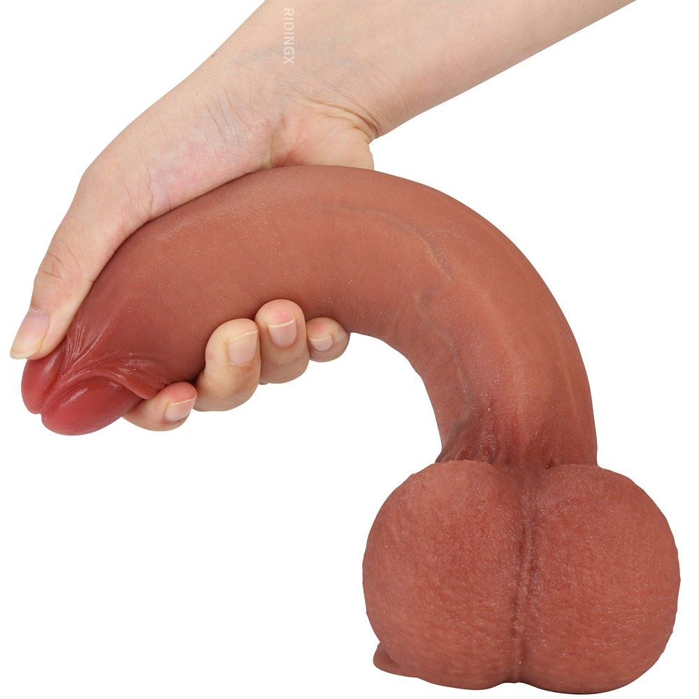 BigNut 10 inch Ultra Sliding Skin Dildo Uncut Foreskin Dildo With Ball