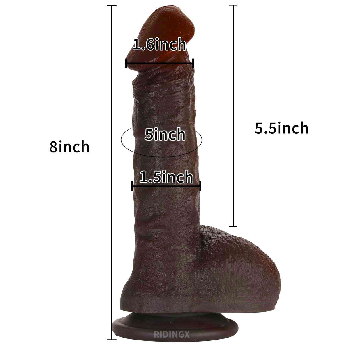 Dario 8 inch Black Dildo Lifelike Real Skin Dildo