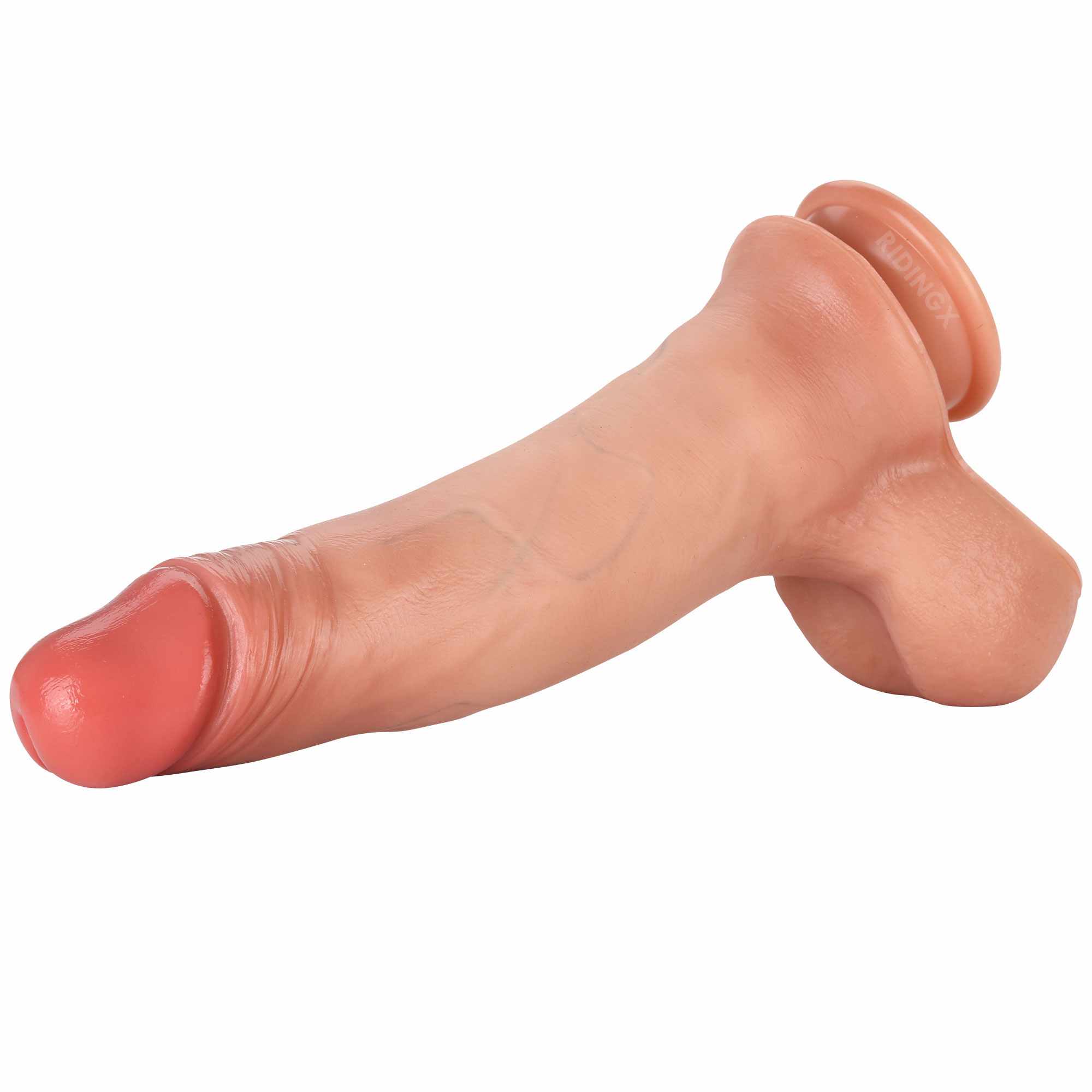 Foreskin 9 inch Black Sliding Skin Dildo BBC Dildo With Ball