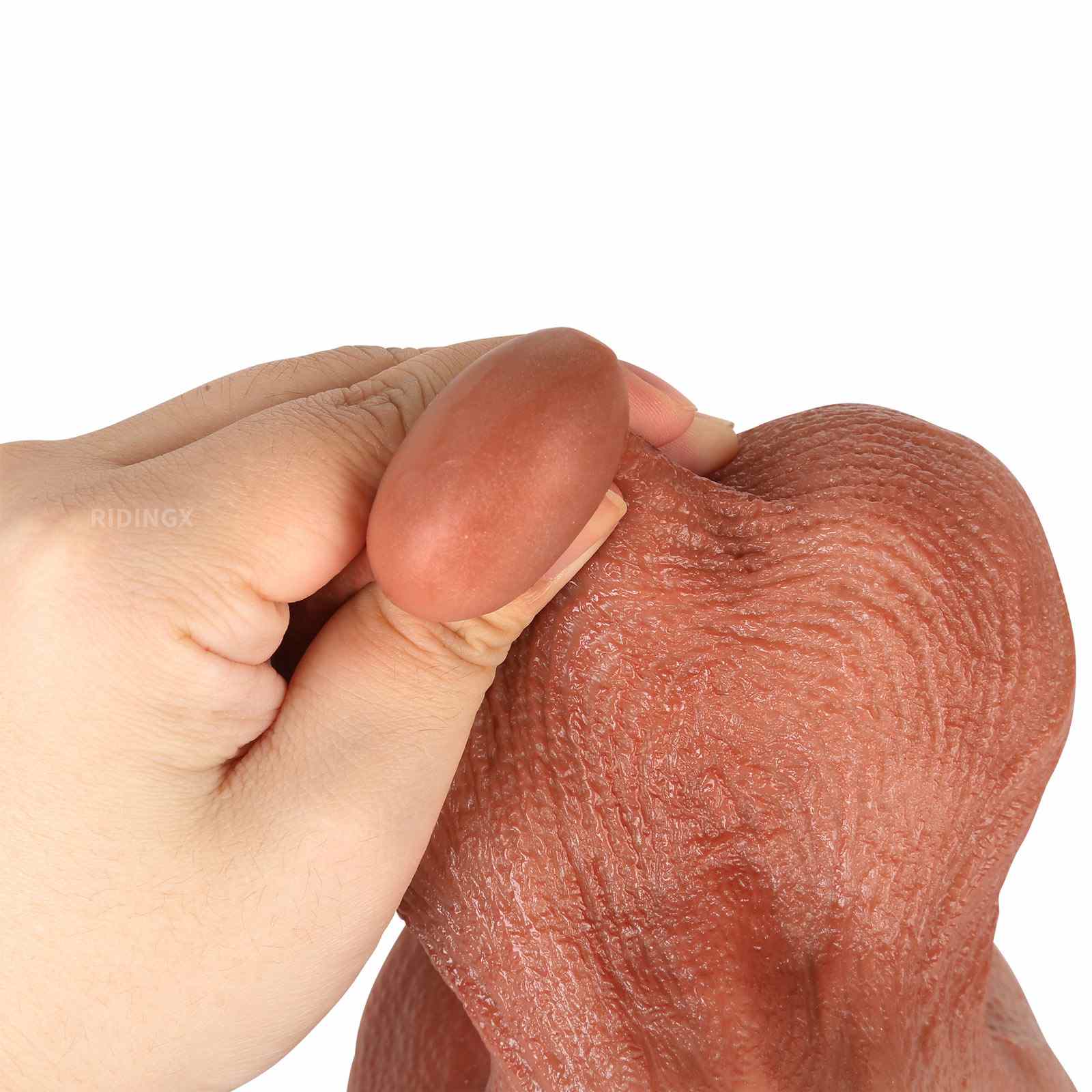 RIDINGX 7" soft silicone realistic dildo with swing balls and real skin texture