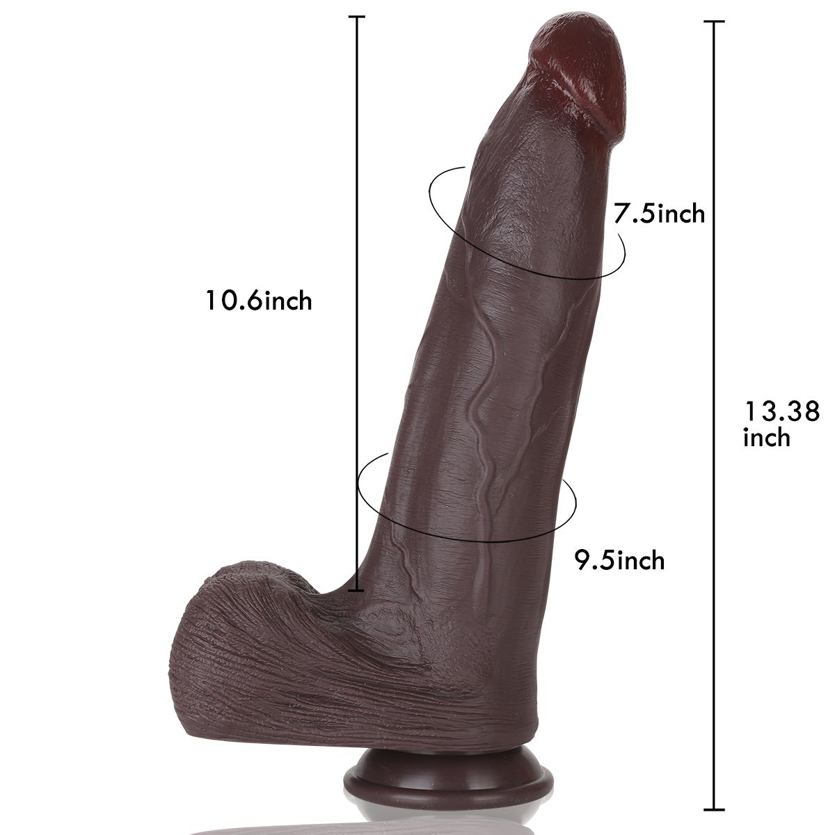 Bruce 13 Inch Big Black Silicone Realistic Dildo Real Skin Dildo