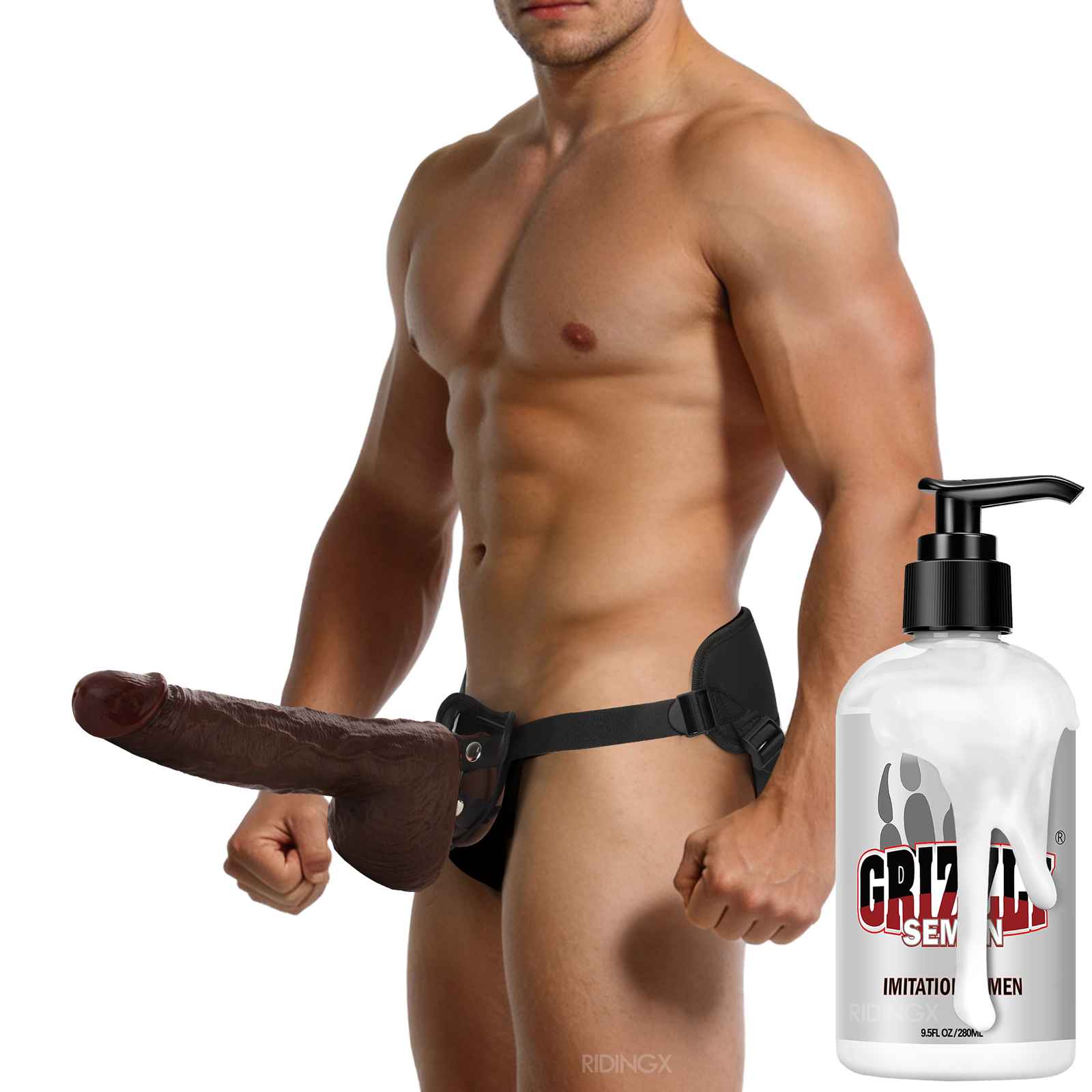 Squirtle 8 inch Squirting Cumming Real Feel Sliding Skin Black