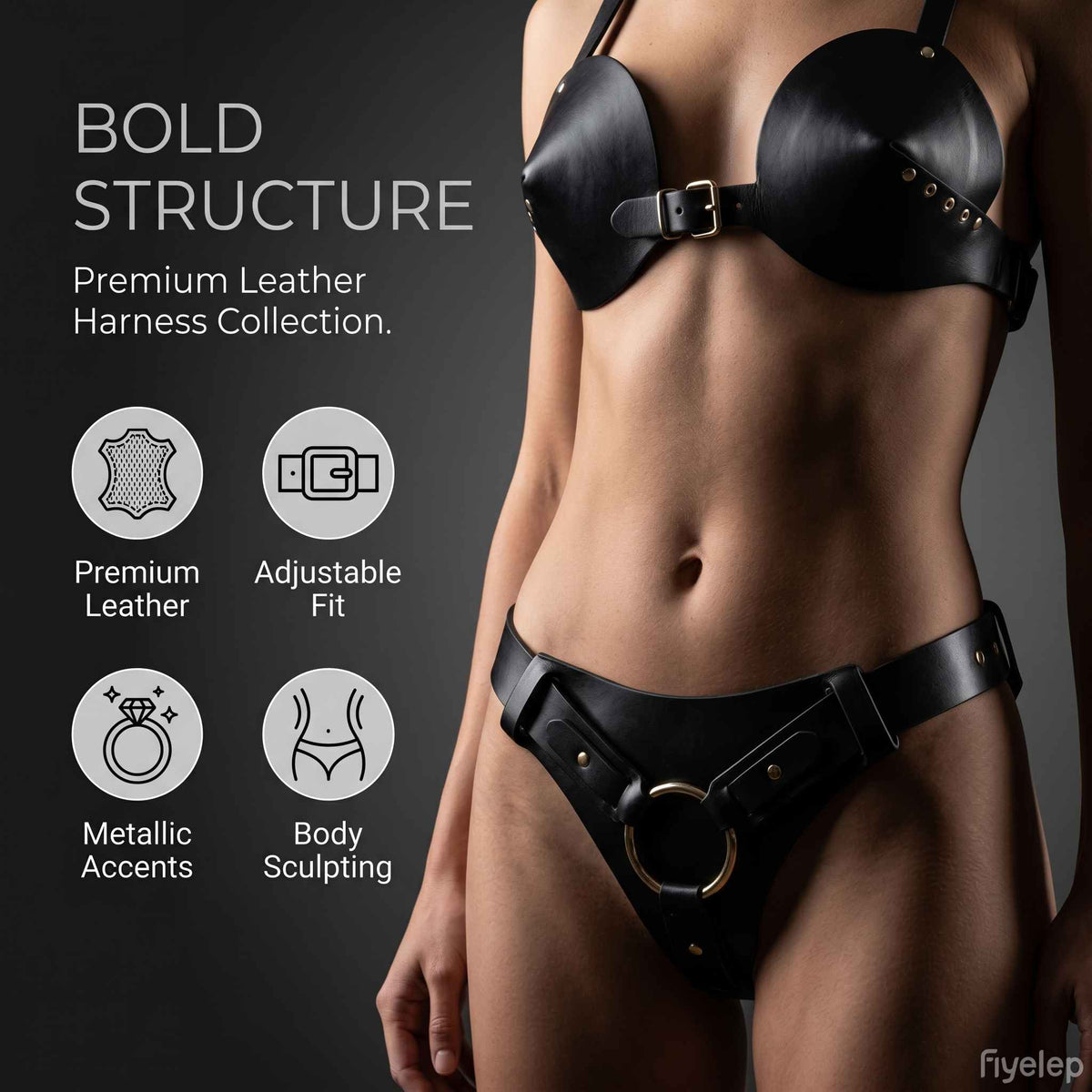 RidingX Leather Strap-On Harness BLACK