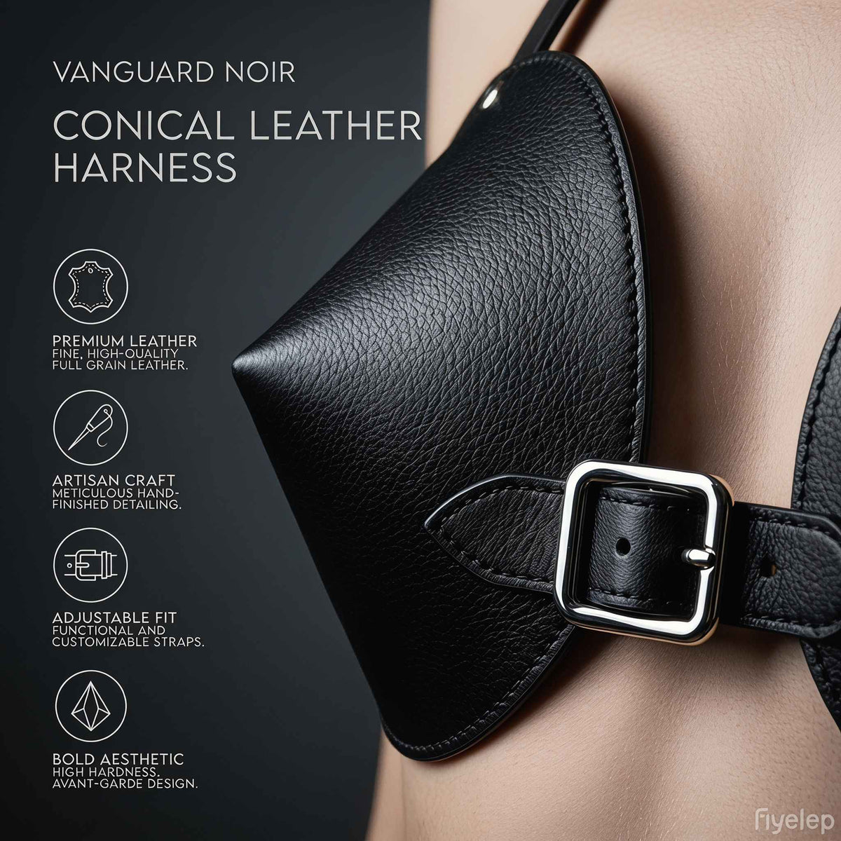 RidingX Leather Strap-On Harness BLACK