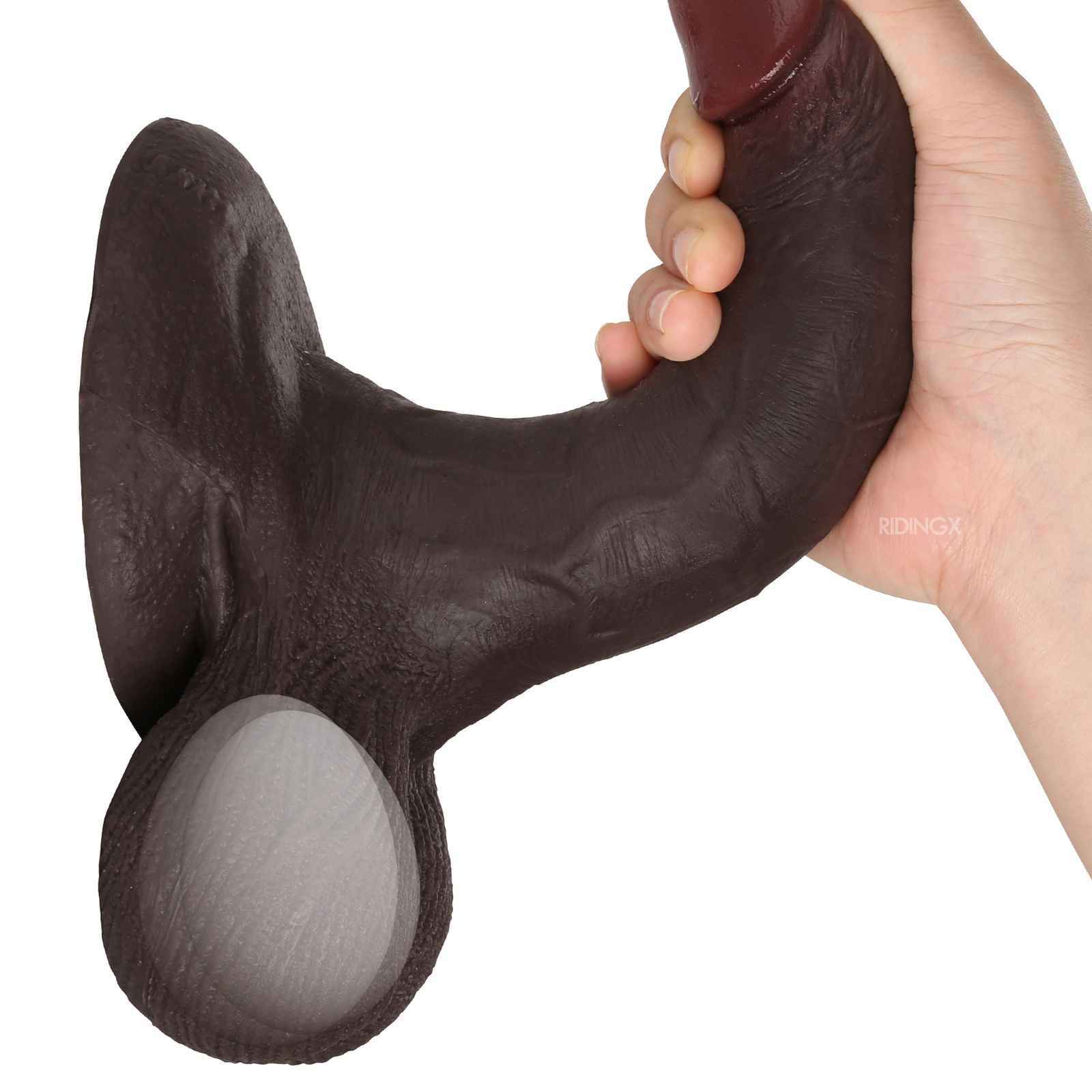 Tiger 7 inch Big Black Ball Realistic Dildo & Real Lifelike Glan