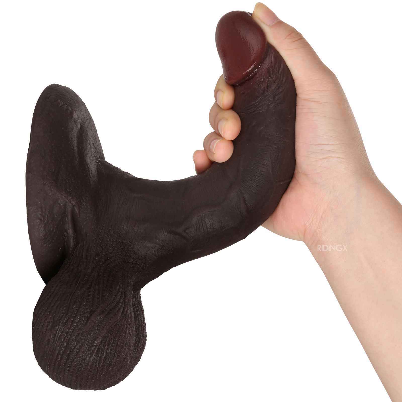 Tiger 7 inch Big Black Ball Realistic Dildo & Real Lifelike Glan