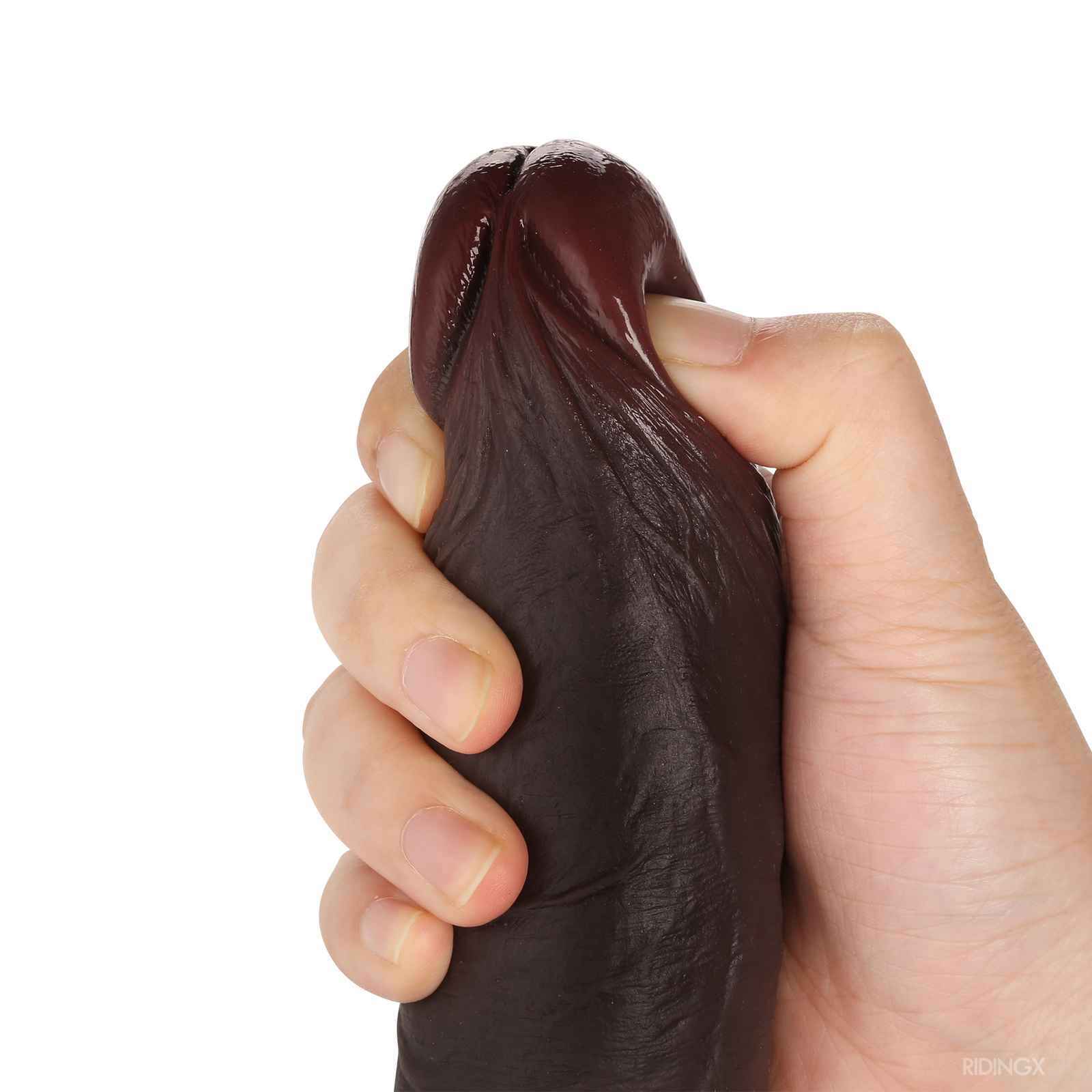 Tiger 7 inch Big Black Ball Realistic Dildo & Real Lifelike Glan