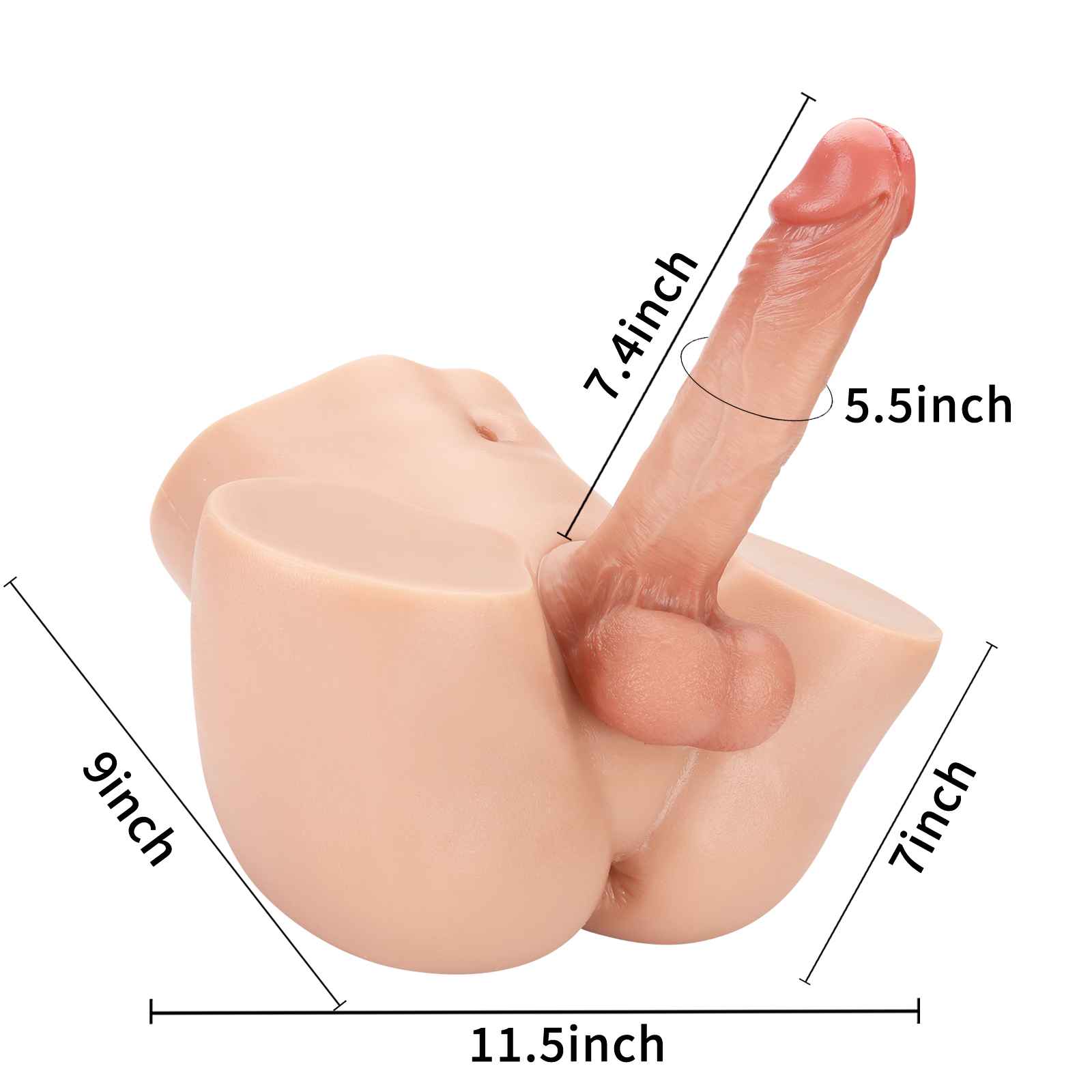 RidingX Justin 14lb Realistic Torso Dildo & James 7inch Dildo (Flesh)