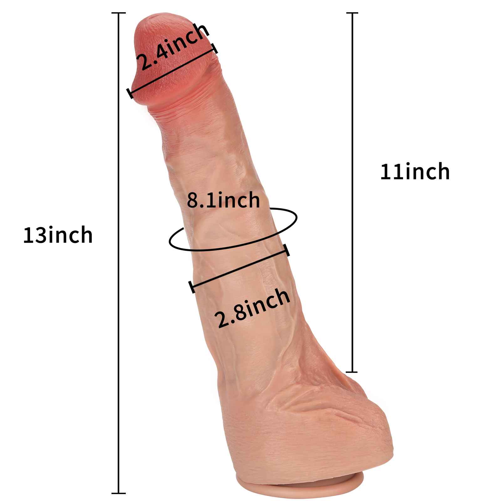 Aiden 13 inch Real Skin Huge Realistic Dildo With Keel