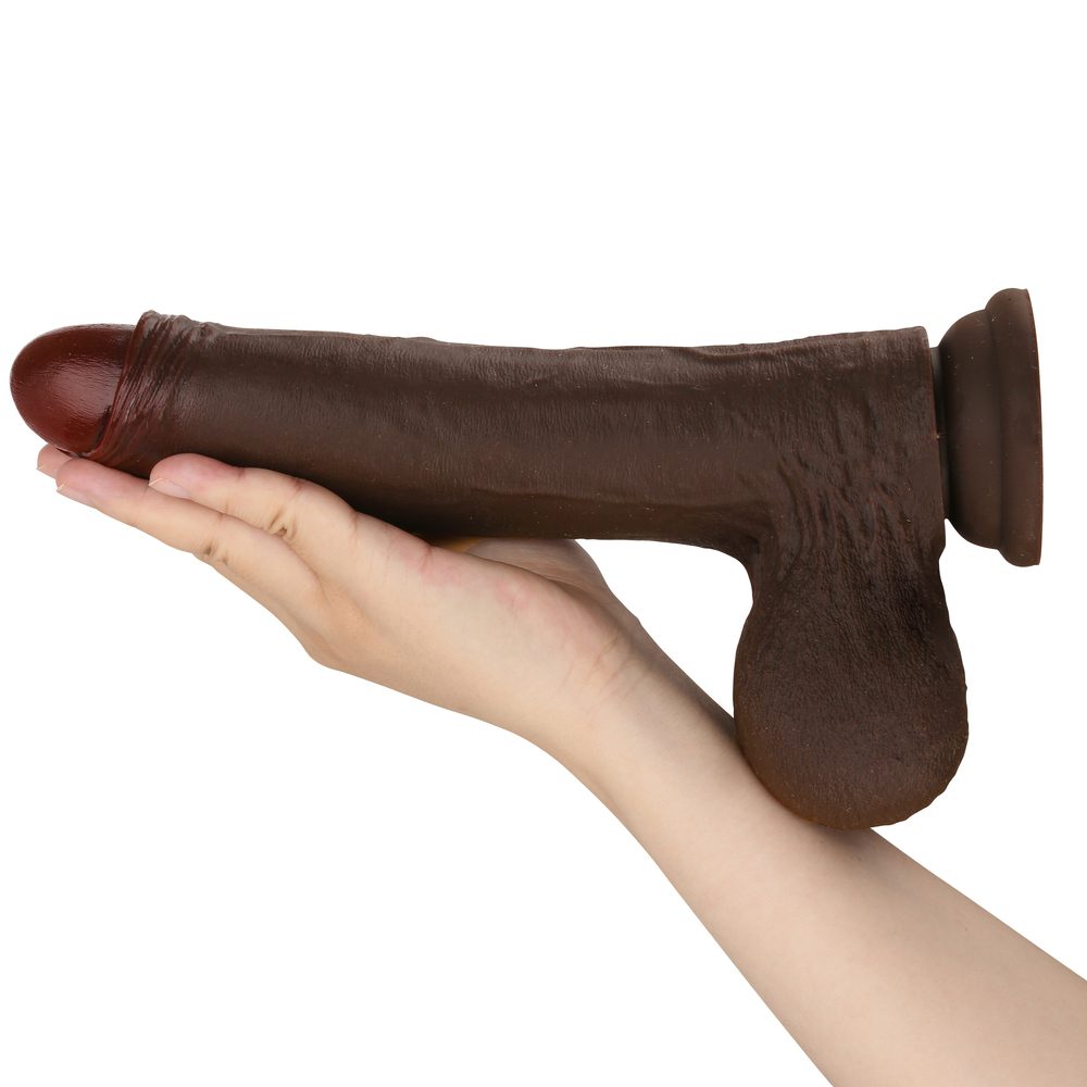BigNut 10 inch Sliding Skin Dildo Uncut Realistic Dildo With Balls