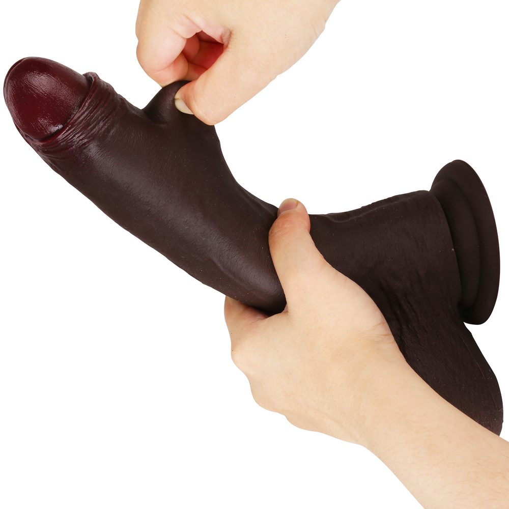 BigNut 10 inch Sliding Skin Dildo Uncut Realistic Dildo With Balls