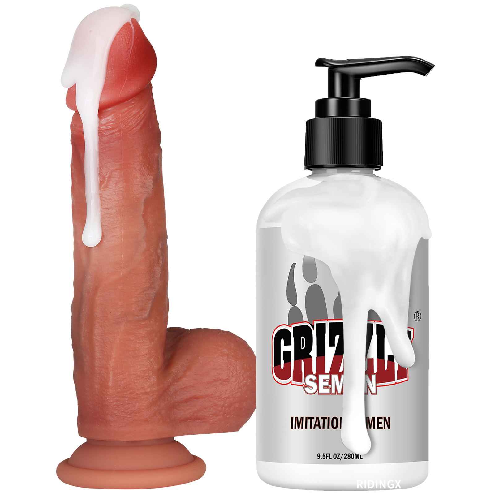 Strap-On Juicy Squirting Dildos 7 inch Cumming Ejaculating Dildo Likfelike SlidingSkin