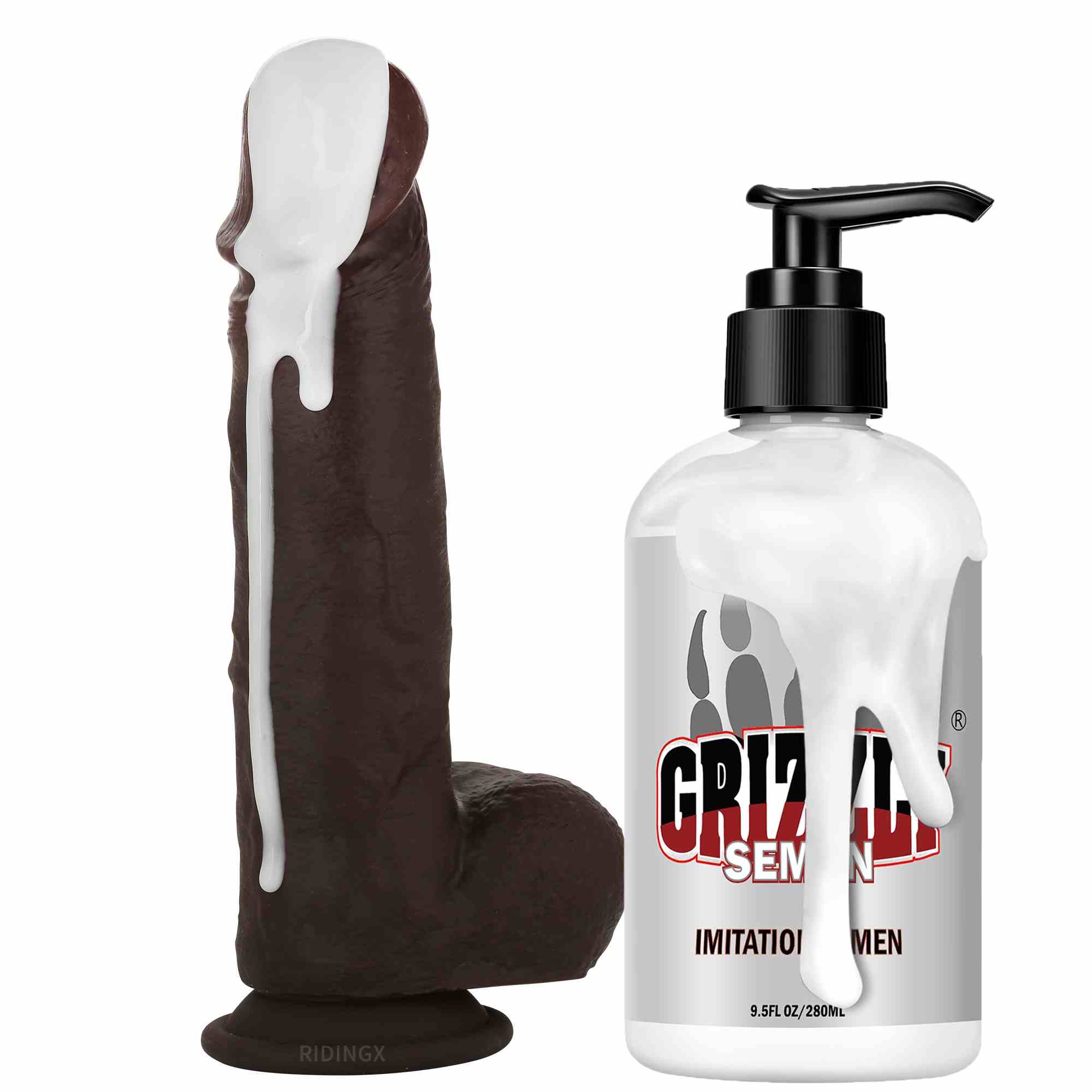 Boomer 9 inch Squirting Cumming Ejaculating Dildo Sliding Skin Black Dildo