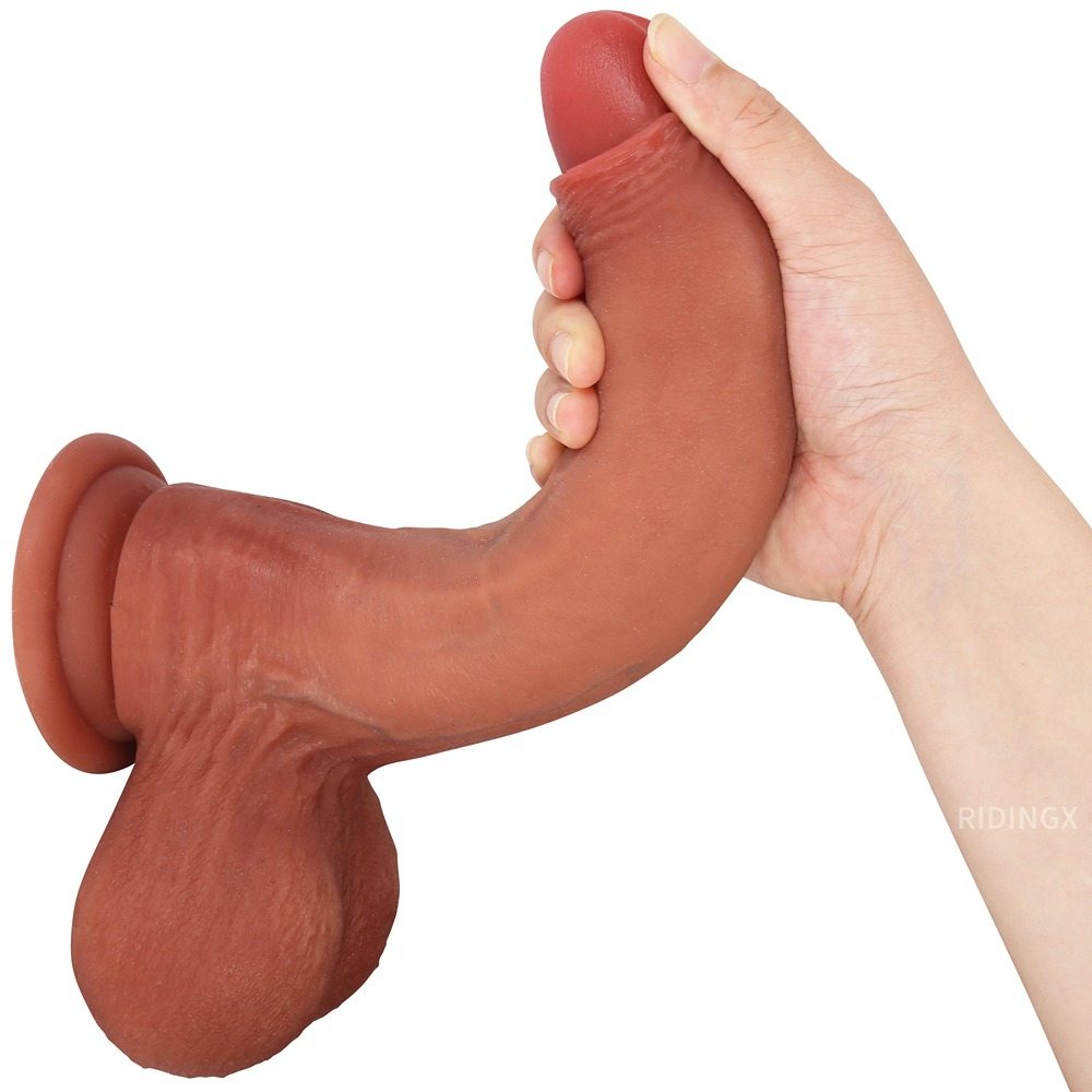BigNut 10 inch Ultra Sliding Skin Dildo Uncut Foreskin Dildo With Ball