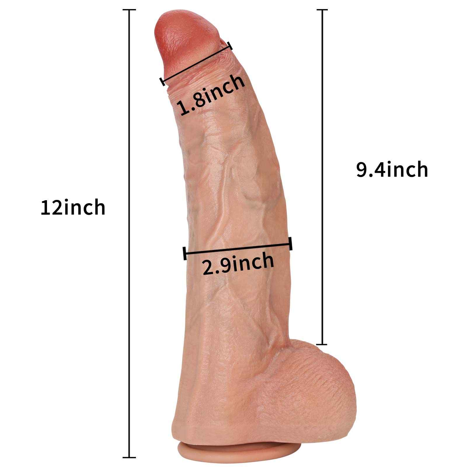 Enzo 12 inch Realistic Vein Huge Girthy Realistic Dildo