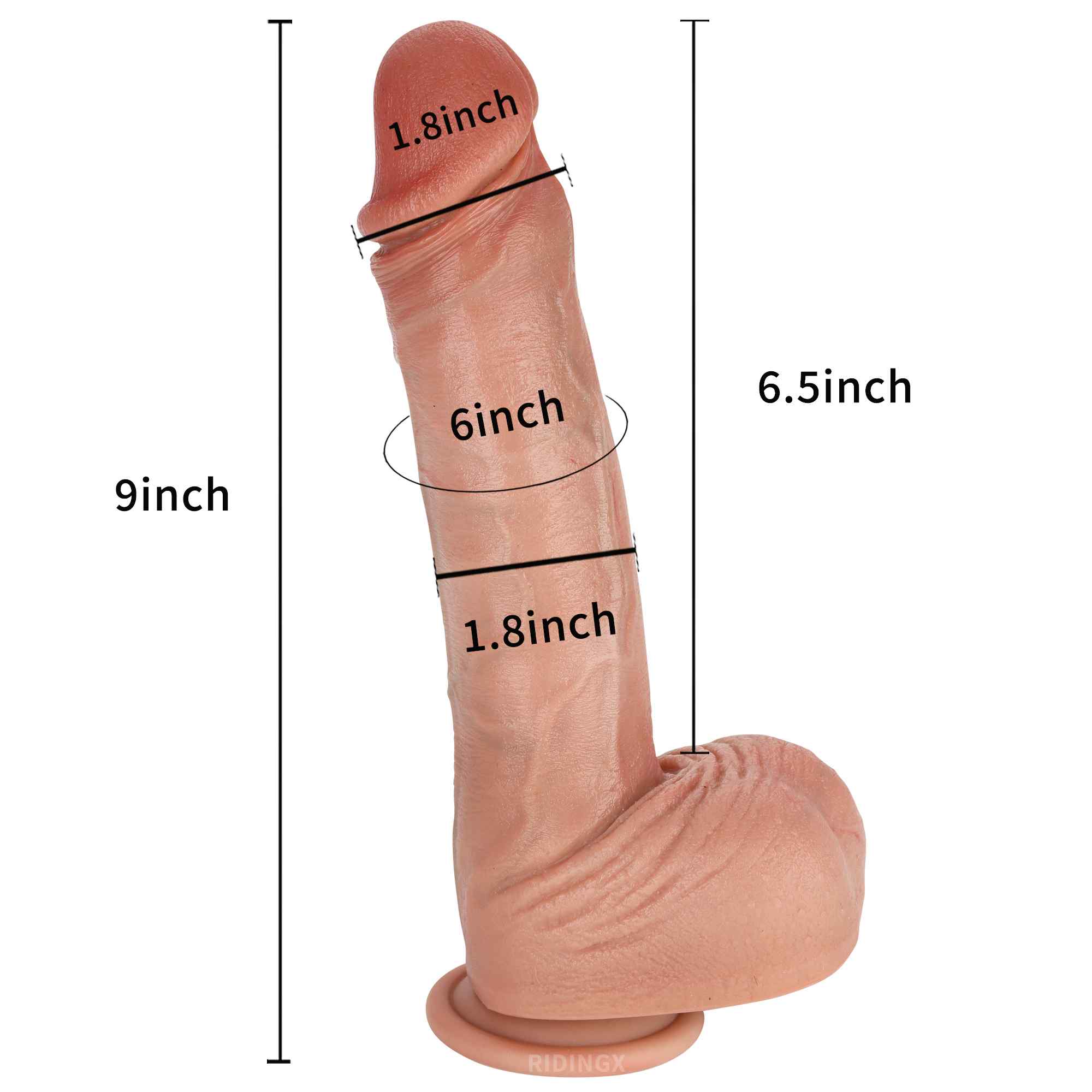 Mr J 9 inch Realistic Dildo Real Skin Lifelike Huge Real Glan Dildo