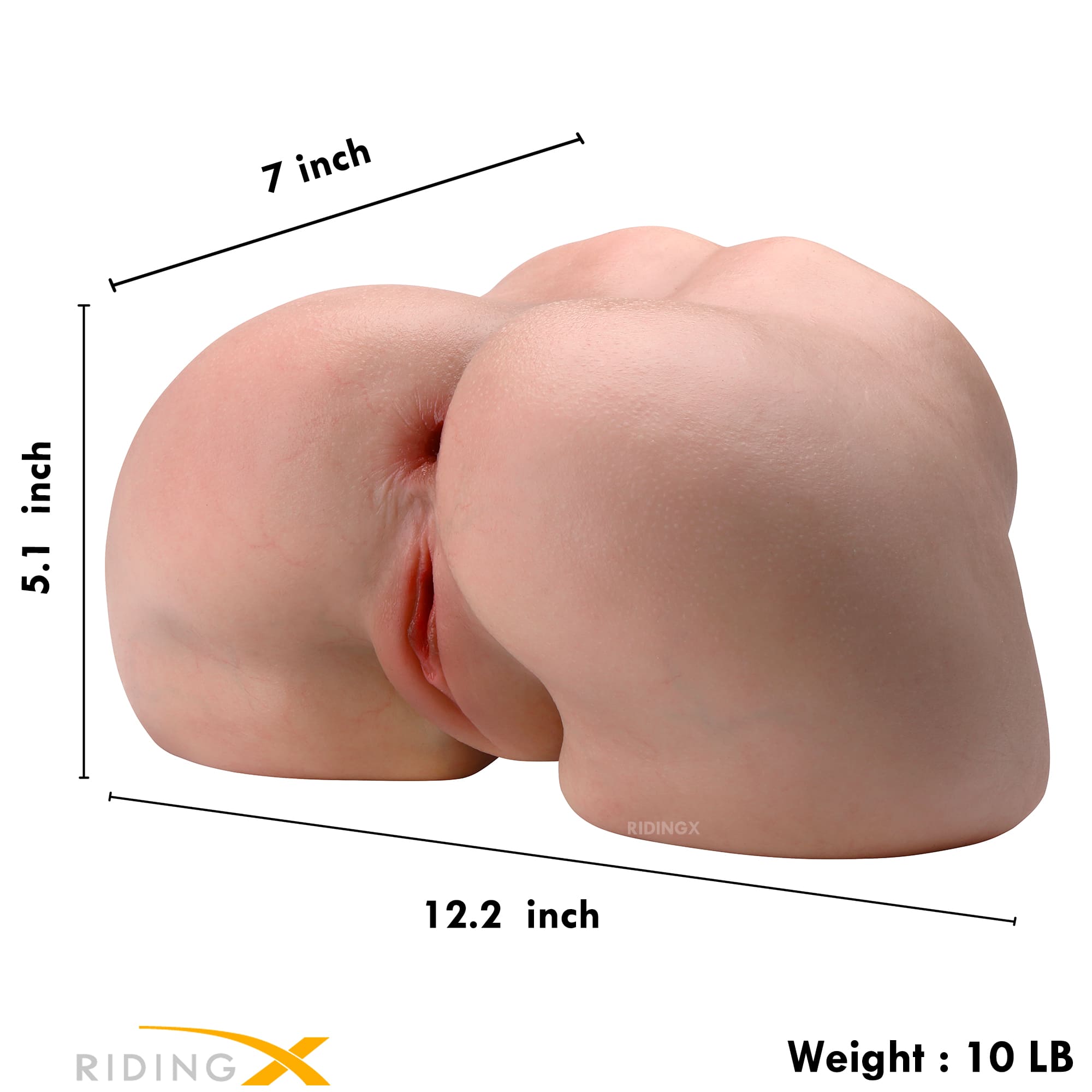 IDINGX soft silicone pocket pussy showing complete sizing specifications detailed product dimensions and weight chart