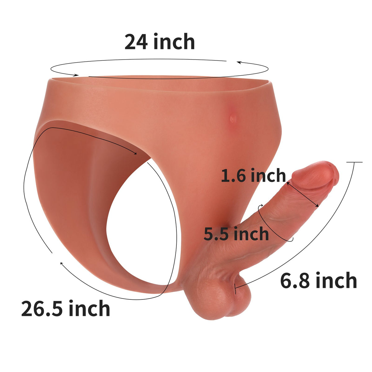 Adrian 6 inch Strap-On Dildo Realistic Platinum Silicone Brown Solid Dildo
