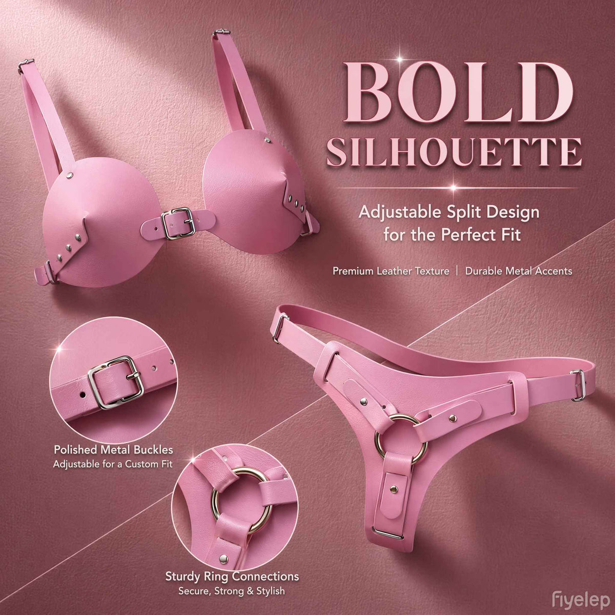 RidingX Leather Strap-On Harness Pink