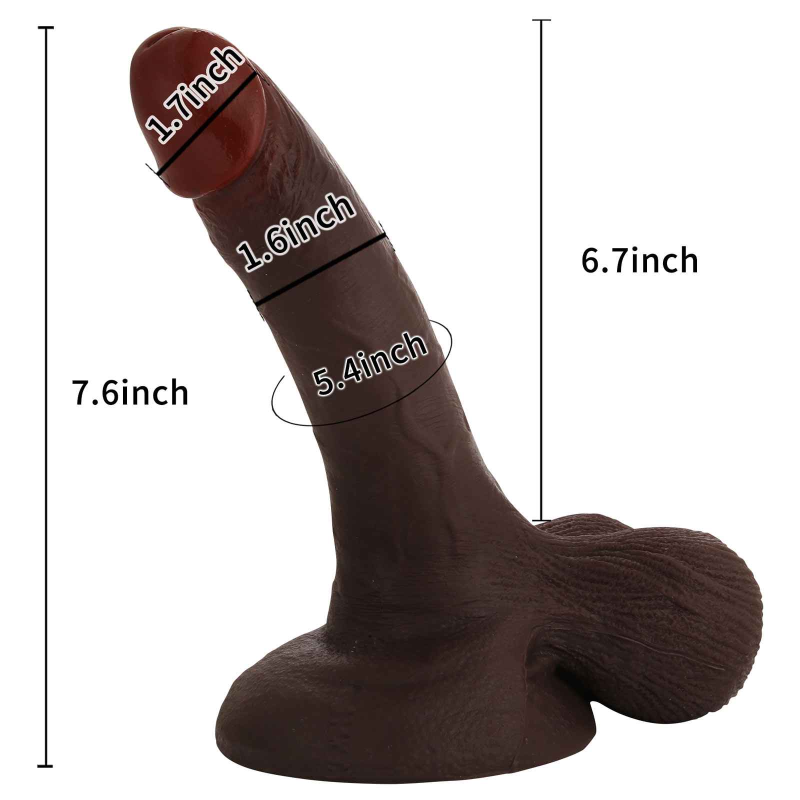 Tiger 7 inch Big Black Ball Realistic Dildo & Real Lifelike Glan