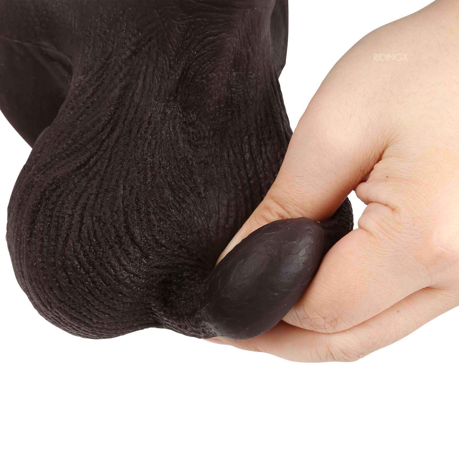 Tiger 7 inch Big Black Ball Realistic Dildo & Real Lifelike Glan