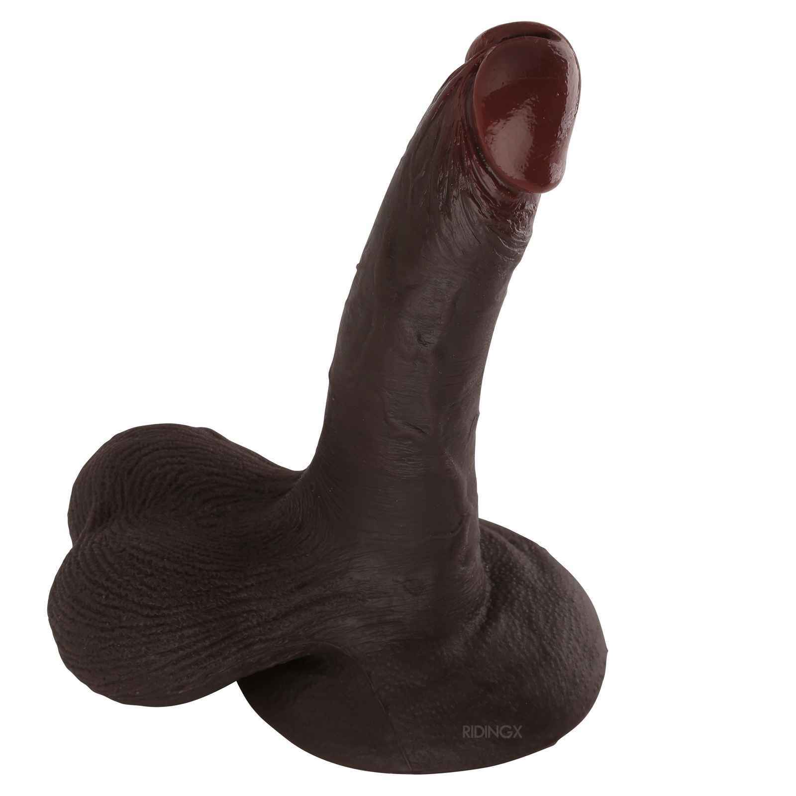 Tiger 7 inch Big Black Ball Realistic Dildo & Real Lifelike Glan